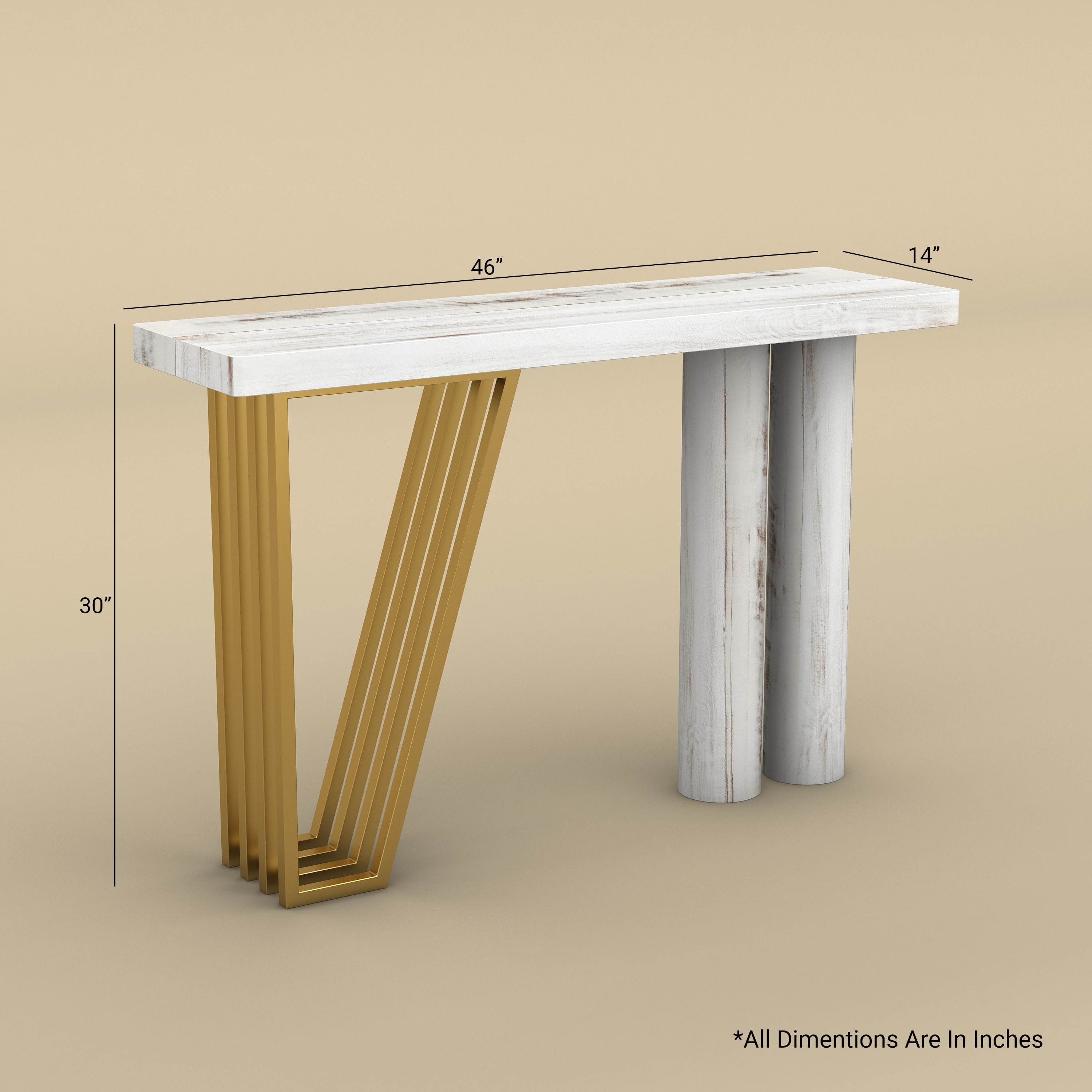 Modern Gold Accent Console Table (Distress Finish)