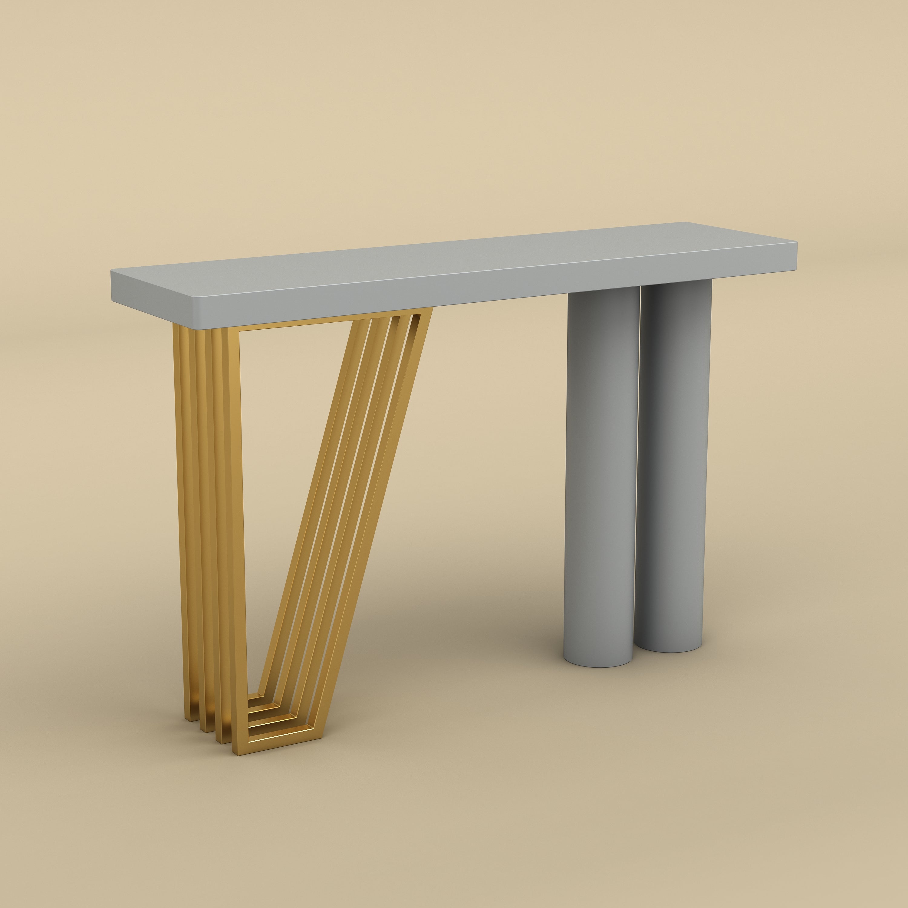 Modern Gold Accent Console Table (Gray Finish)