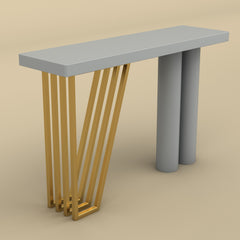 Modern Gold Accent Console Table (Gray Finish)