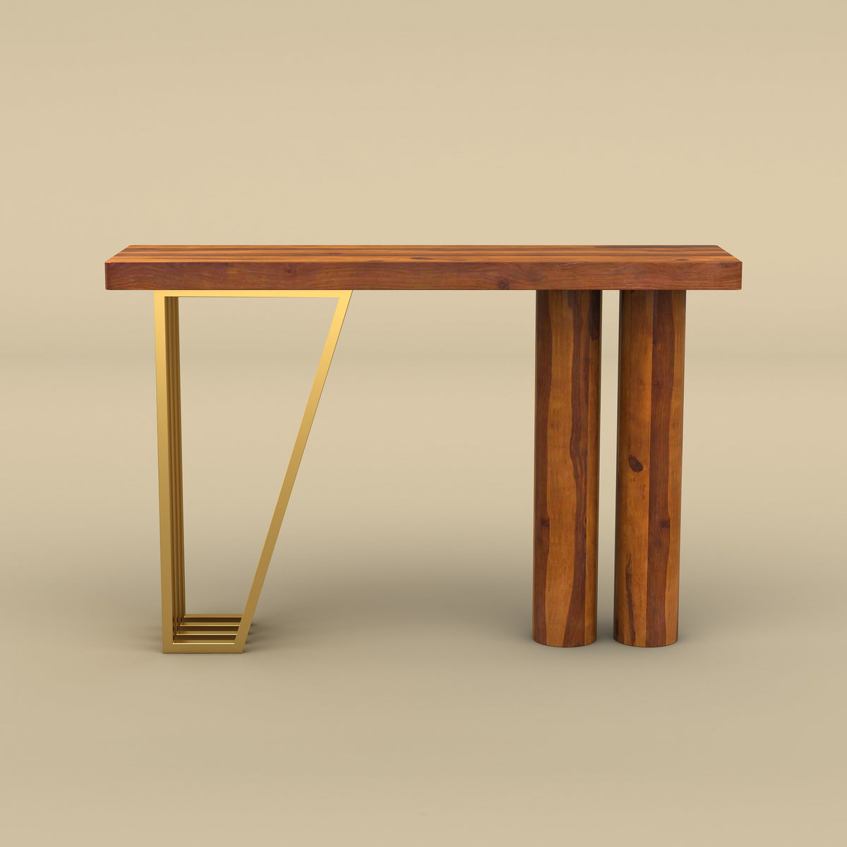 Modern Gold Accent Console Table (Honey Finish)