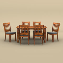 Sunburst 6 Seater Dining Table Set (Honey Finish)