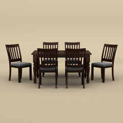 Sunburst 6 Seater Dining Table Set (Walnut Finish)