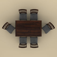 Sunburst 6 Seater Dining Table Set (Walnut Finish)